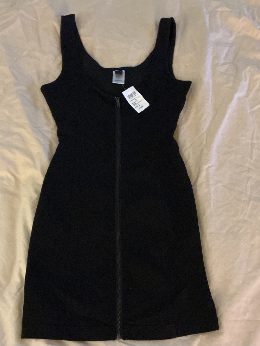 Windsor Black Sleeveless Zip-Front Mini Dress